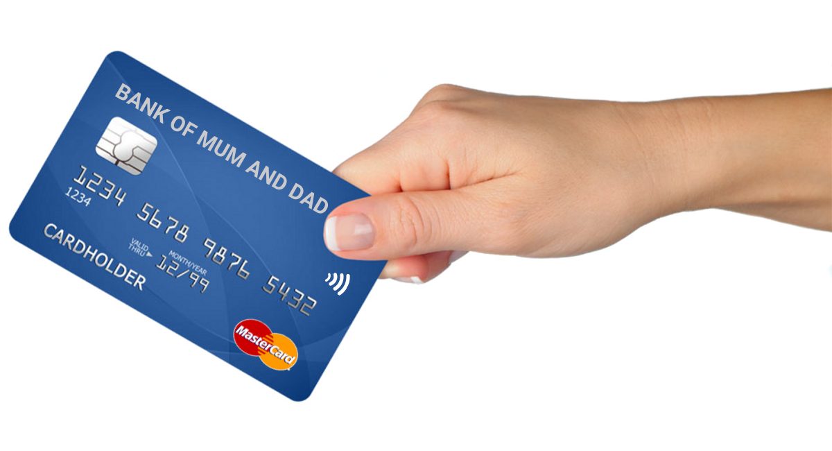 Bank of Mum and Dad | blue credit card being handed